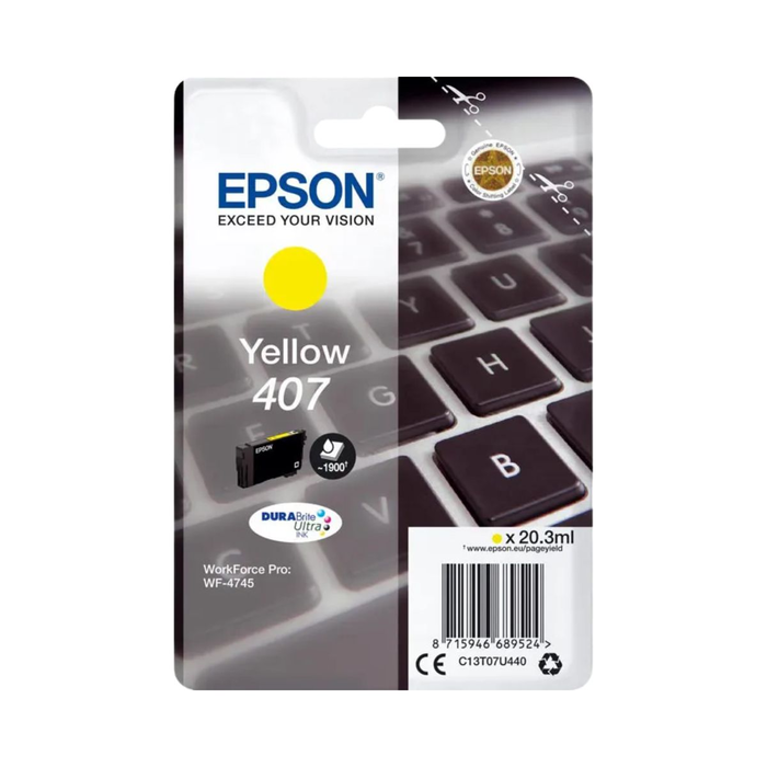 Epson Cartucho de Tinta Amarillo 407 XL (C13T07U440) Epson Cartucho de Tinta Amarillo 407 XL (C13T07U440)