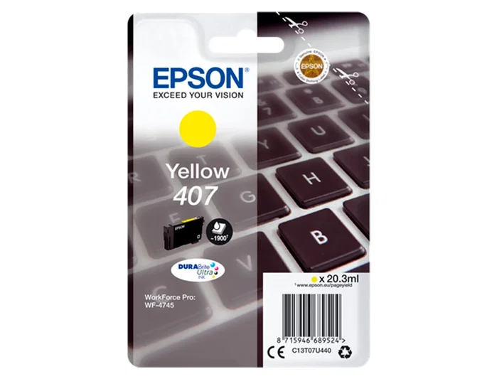 Epson Cartucho de Tinta Amarillo 407 XL (C13T07U440) Epson Cartucho de Tinta Amarillo 407 XL (C13T07U440)