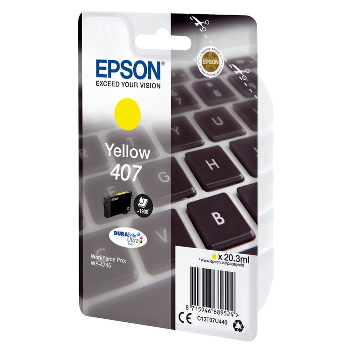 Epson Cartucho de Tinta Amarillo 407 XL (C13T07U440) Epson Cartucho de Tinta Amarillo 407 XL (C13T07U440)