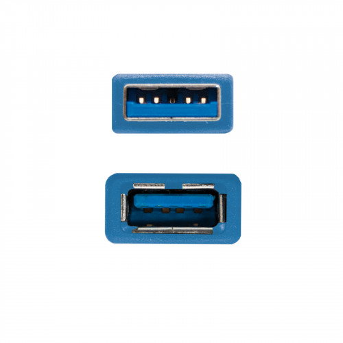 Nanocable Cable Alargador USB 3.2 Gen 1 de 1m, USB A Macho a USB A Hembra, Azul