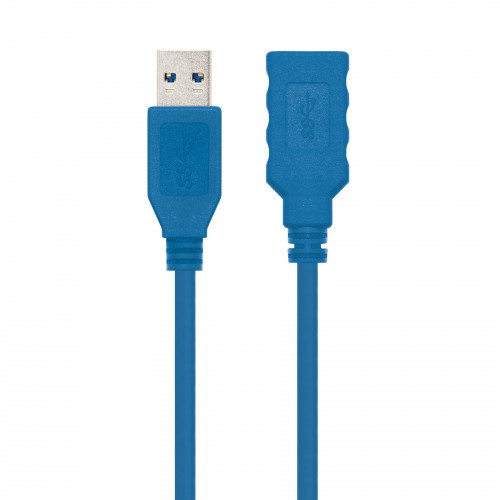 Nanocable Cable Alargador USB 3.2 Gen 1 de 1m, USB A Macho a USB A Hembra, Azul