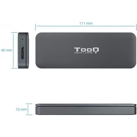 Tooq Caja Externa SSD M.2 SATA TQE-2281G USB 3.0 Aluminio Gris Sin Tornillos para Discos NGFF B-Key hasta 1TB