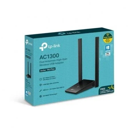 TP-Link ARCHER T4U Plus Adaptador WiFi USB 3.0 AC1300 (867+400 Mbps) Doble Banda 2.4/5 GHz con 2 Antenas Externas de 5 dBi Ajustables para Windows/Mac