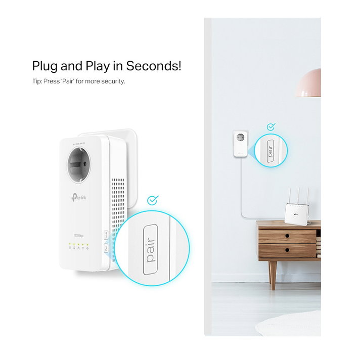 TP-LINK Adaptador Powerline WiFi AC1200 TL-WPA8631P Blanco - Kit PLC con 2 Puertos Gigabit y Enchufe Integrado