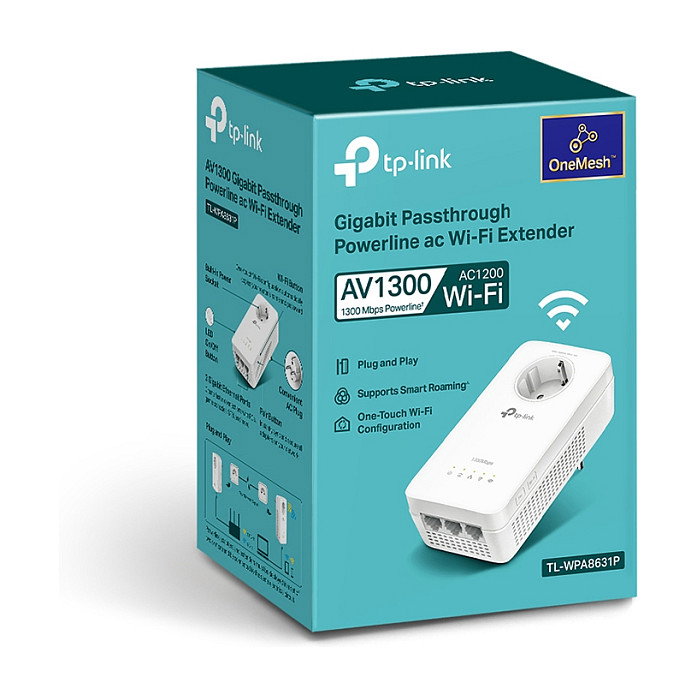 TP-LINK Adaptador Powerline WiFi AC1200 TL-WPA8631P Blanco - Kit PLC con 2 Puertos Gigabit y Enchufe Integrado