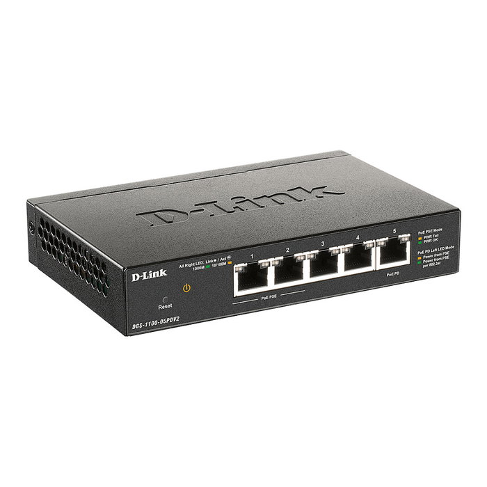 D-Link DGS-1100-05PDV2 Switch de Red 5 Puertos Gigabit PoE