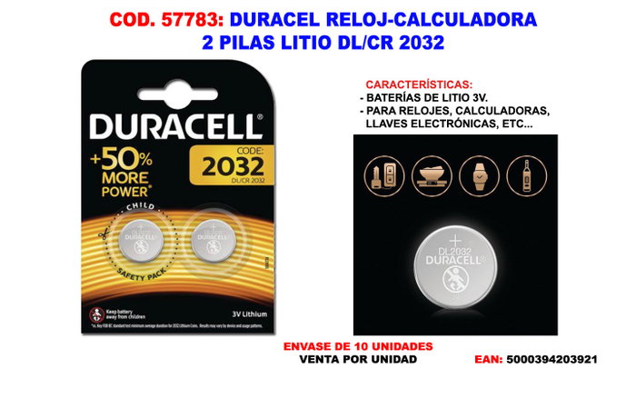 Duracell CR2032 Pilas de Botón de Litio 3V, Pack de 2 unidades Duracell CR2032 Pilas de Botón de Litio 3V, Pack de 2 unidades