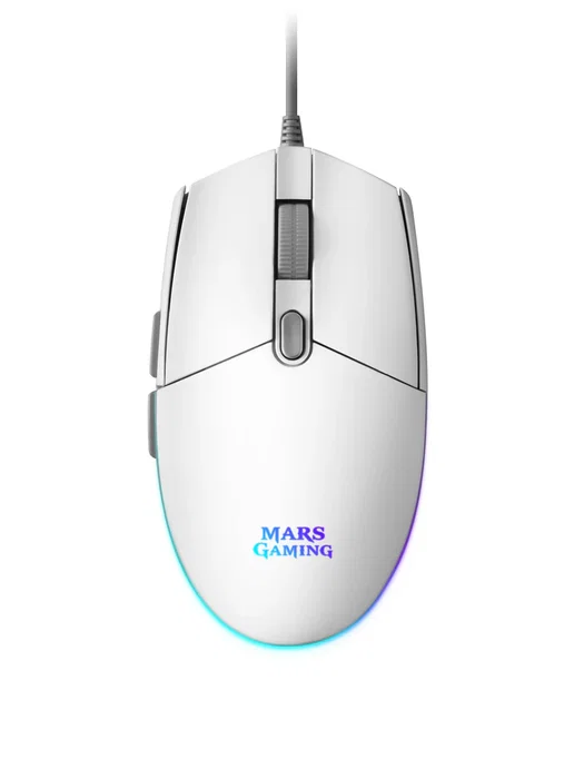 Mars Gaming Ratón Gaming MMG Óptico 3200 DPI RGB Switches Huano Grip Antideslizante para Mano Derecha Blanco