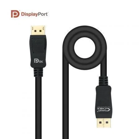 Nano Cable Cable DisplayPort 1.4 8K, 2m, Negro, Compatible con HDR y HBR3, Ref. 10.15.2502