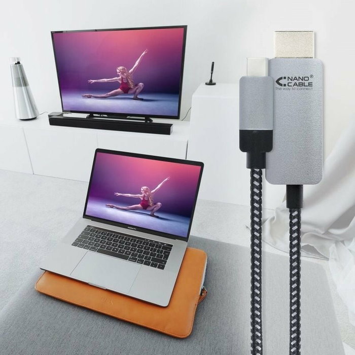 Nanocable 10.15.5103 Cable Conversor USB-C a HDMI 3m Negro/Plata Nanocable 10.15.5103 Cable Conversor USB-C a HDMI 3m Negro/Plata