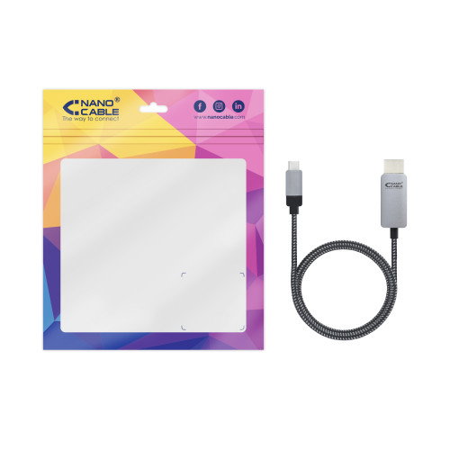 Nanocable 10.15.5103 Cable Conversor USB-C a HDMI 3m Negro/Plata Nanocable 10.15.5103 Cable Conversor USB-C a HDMI 3m Negro/Plata