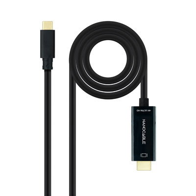 Nanocable 10.15.5102 Cable Conversor USB Tipo C a HDMI, 1,8 m, Negro