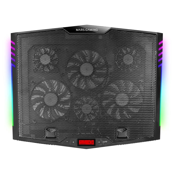 Mars Gaming MNBC5 Soporte de Refrigeración para Portátiles hasta 19" con 6 Ventiladores, Iluminación ARGB, 7 Posiciones de Altura, Stand para Smartphone y 2 Puertos USB