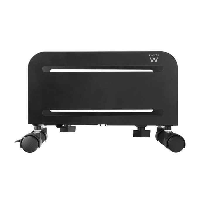 EWENT EW1291 Carro para Equipo Informático Negro, Soporte CPU Móvil con Base Ajustable y Ruedas
