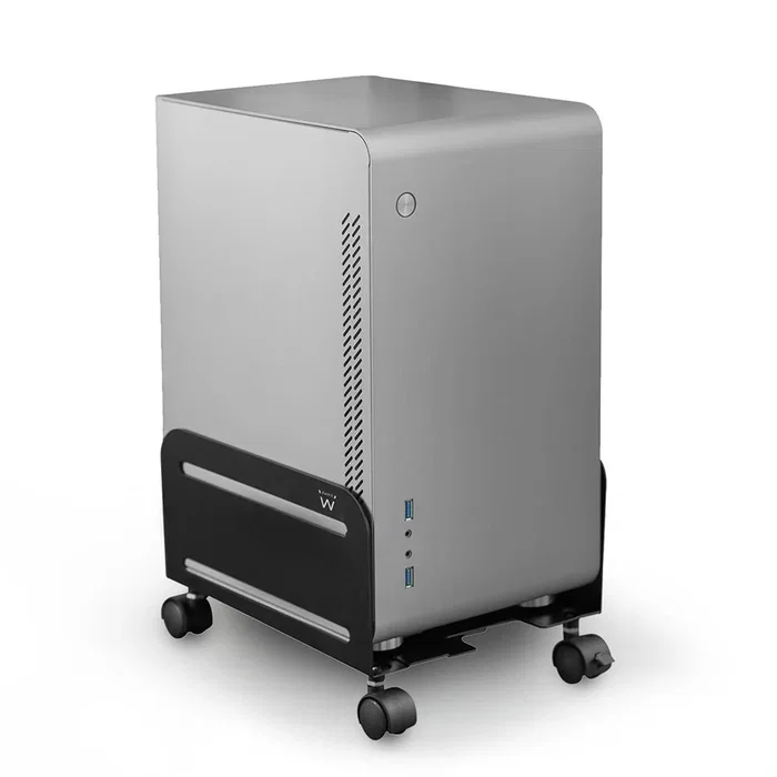 Ewent EW1291 Carro/Soporte Móvil para CPU con Ruedas (2 Bloqueables) y Base Ajustable de 10.9-20.9 cm, Negro