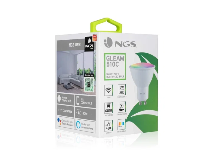 NGS Bombilla Inteligente LED Wifi Gleam 510C GU10 5W 460 Lúmenes RGB+W NGS Bombilla Inteligente LED Wifi Gleam 510C GU10 5W 460 Lúmenes RGB+W