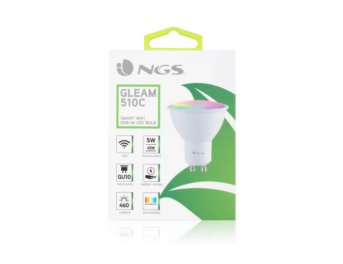 NGS Bombilla Inteligente LED Wifi Gleam 510C GU10 5W 460 Lúmenes RGB+W NGS Bombilla Inteligente LED Wifi Gleam 510C GU10 5W 460 Lúmenes RGB+W