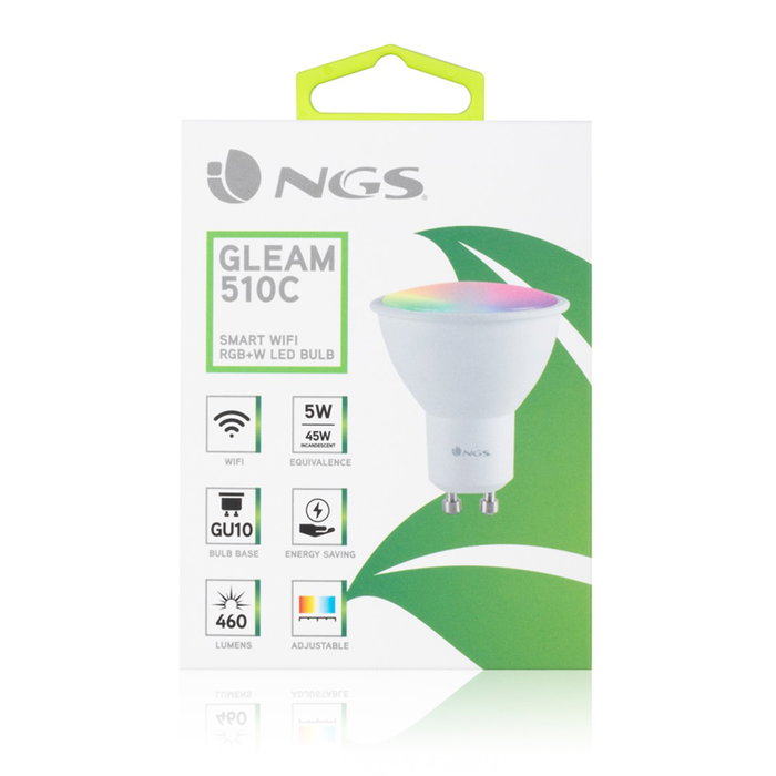 NGS Bombilla Inteligente LED Wifi Gleam 510C GU10 5W 460 Lúmenes RGB+W NGS Bombilla Inteligente LED Wifi Gleam 510C GU10 5W 460 Lúmenes RGB+W