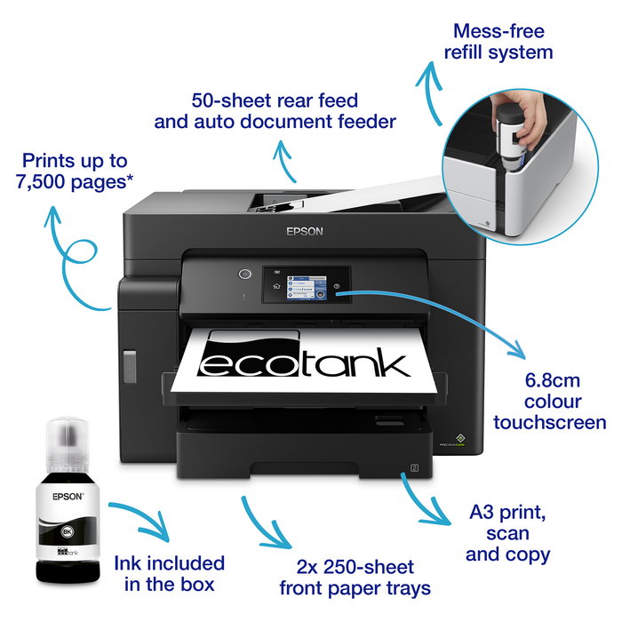 Epson ET-M16600 Impresora Multifunción EcoTank, 3 en 1, A3, Monocromo, WiFi