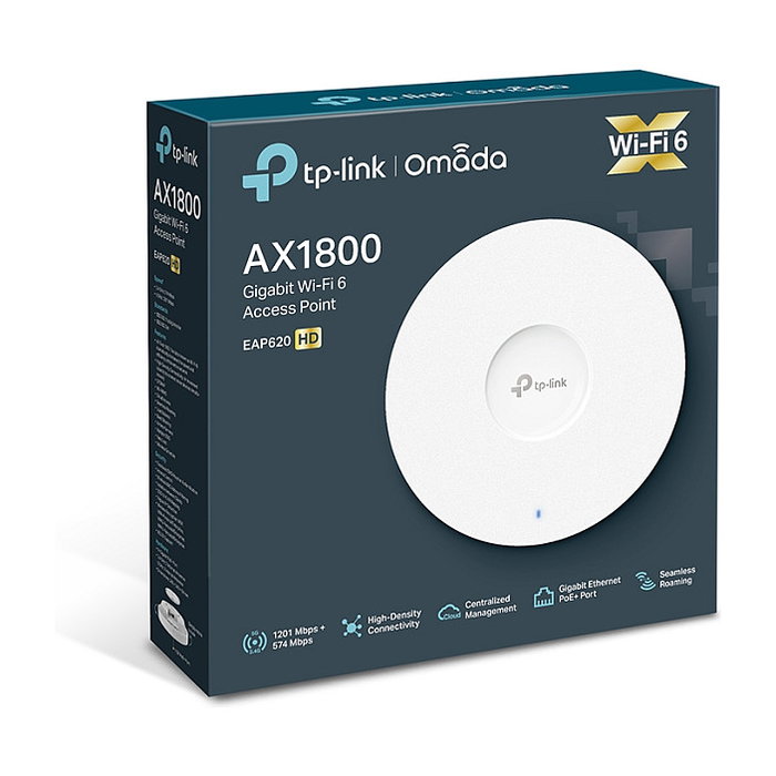 TP-Link EAP620 HD Access Point WiFi 6 AX1800 Dual-Band (2.4 GHz y 5 GHz) 1201 Mbps Gigabit Ethernet PoE Interior Ceiling/Wall Mount Omada