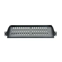 2LAN ARABF1U10R - Bandeja 19" 1U, Soporte de Rack frontal, Profundidad 275mm, Ranuras para Ventilación, Soporta 30Kg, Negro