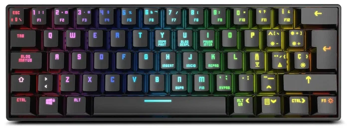 Krom Kluster Teclado Gaming Mecánico Mini 60% RGB Bluetooth 5.0 y USB Cable Negro - Teclado Inalámbrico Wireless con Switches Outemu Red y 62 Teclas
