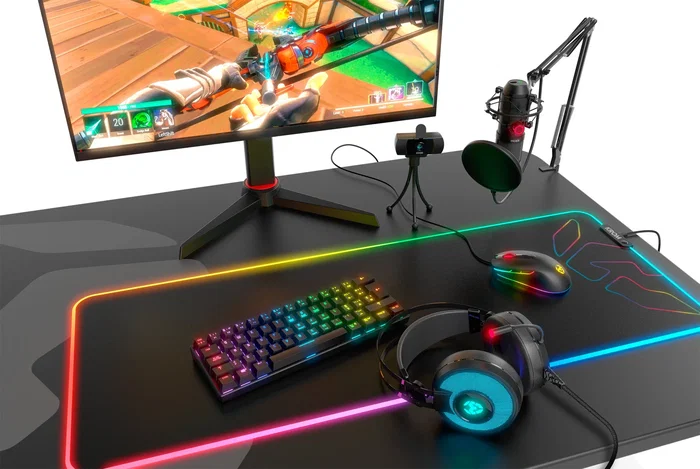 Krom Kluster Teclado Gaming Mecánico Mini 60% RGB Bluetooth 5.0 y USB Cable Negro - Teclado Inalámbrico Wireless con Switches Outemu Red y 62 Teclas