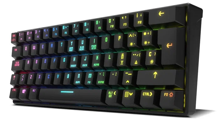 Krom Kluster Teclado Gaming Mecánico Mini 60% RGB Bluetooth 5.0 y USB Cable Negro - Teclado Inalámbrico Wireless con Switches Outemu Red y 62 Teclas
