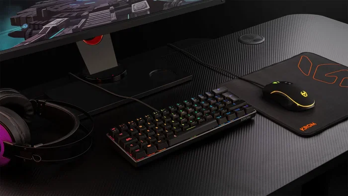 Krom Kluster Teclado Gaming Mecánico Mini 60% RGB Bluetooth 5.0 y USB Cable Negro - Teclado Inalámbrico Wireless con Switches Outemu Red y 62 Teclas