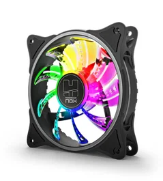 NOX A-Fan Ventilador para Carcasa PC 120 mm Negro ARGB, Ventilador Silencioso con 9 Aspas, Flujo de Aire 32 CFM, Conexión 3-Pin + 4-Pin, 1 Unidad