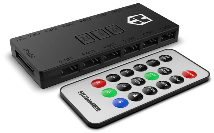 Nox R-HUB Controlador ARGB Universal con Mando a Distancia, Hub 12 Puertos (6x Ventiladores + 6x Dispositivos), Sincronización Mystic Light/RGB/Aura Sync