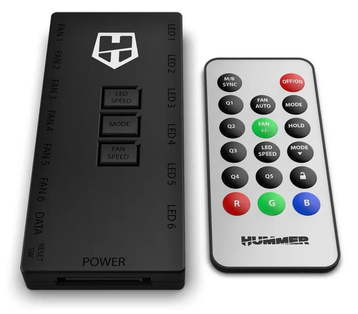 Nox R-HUB Controlador ARGB Universal con Mando a Distancia, Hub 12 Puertos (6x Ventiladores + 6x Dispositivos), Sincronización Mystic Light/RGB/Aura Sync