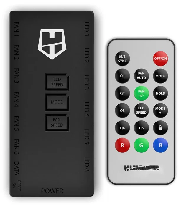 Nox R-HUB Controlador ARGB Universal con Mando a Distancia, Hub 12 Puertos (6x Ventiladores + 6x Dispositivos), Sincronización Mystic Light/RGB/Aura Sync