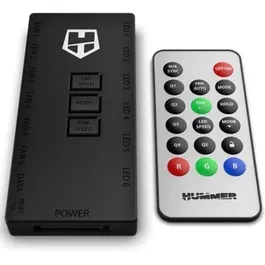 Nox Hub Remoto R-Hub NXHUMMERRHUB Controlador para Ventiladores ARGB y Dispositivos, Sincroniza 6 Ventiladores y 6 Dispositivos ARGB, Mando a Distancia Incluido