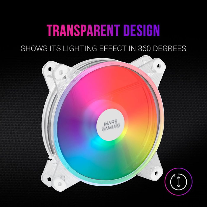 Mars Gaming MFD Ventilador de Caja RGB 12cm Transparente