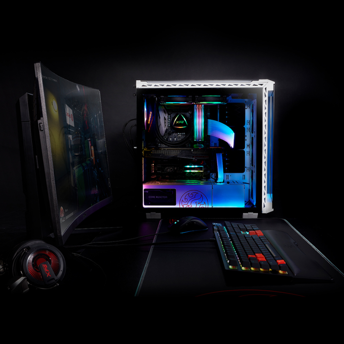 XPG BATTLECRUISER Torre Media Blanca PC Gaming con 4 ventiladores ARGB, Cristal Templado, USB-C, E-ATX