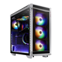 XPG BATTLECRUISER Torre Media Blanca PC Gaming con 4 ventiladores ARGB, Cristal Templado, USB-C, E-ATX