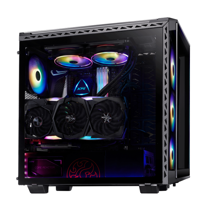 XPG BATTLECRUISER Torre Media Blanca PC Gaming con 4 ventiladores ARGB, Cristal Templado, USB-C, E-ATX