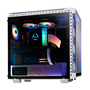 XPG BATTLECRUISER Torre Media Blanca PC Gaming con 4 ventiladores ARGB, Cristal Templado, USB-C, E-ATX