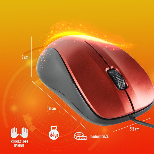 NGS Crew Ratón Óptico Ambidextro 1200 DPI Rojo