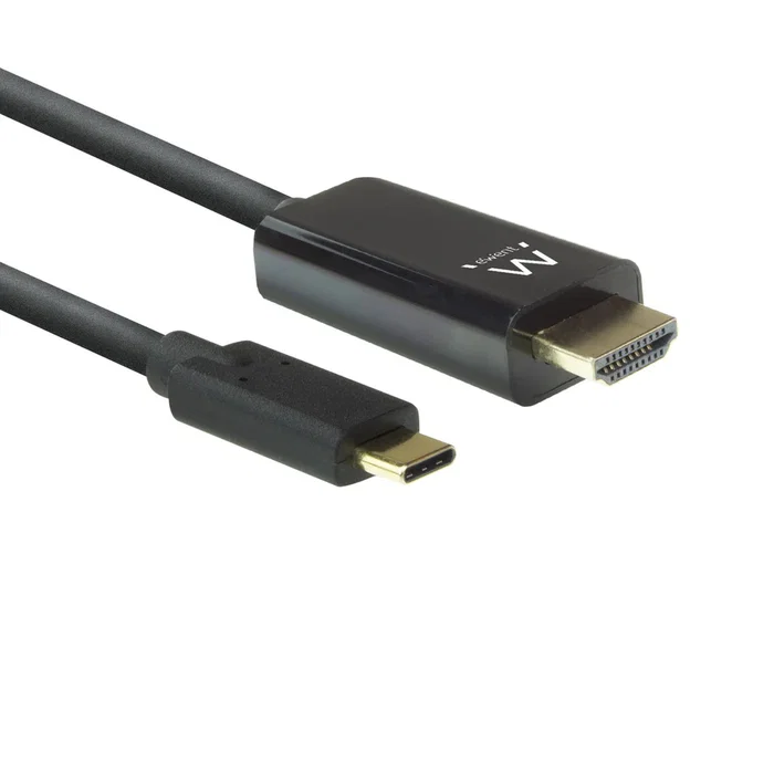 Ewent EW9824 Adaptador USB-C a HDMI Cable 2 Metros Negro - 4K Ultra HD 4096x2160 Pixeles a 60 Hz, Conectores Derecho Macho