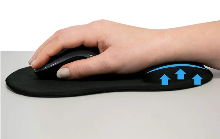 Ewent EW3181 Alfombrilla para Ratón con Gel y Reposamuñecas Ergonómica - Negro, Antiderrapante, Tamaño 212x240 mm