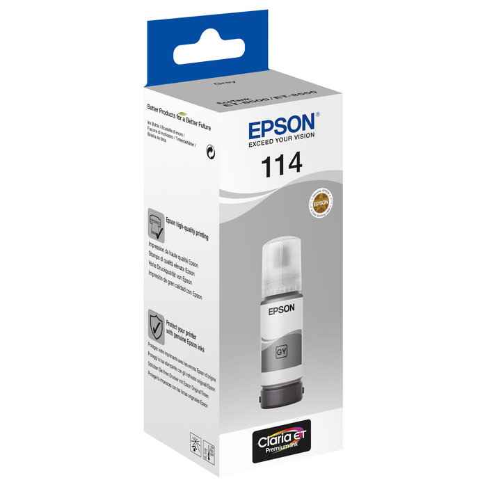 Epson Tinta Botella T114 Gris 70 ml para EcoTank ET-8500 / ET-8550