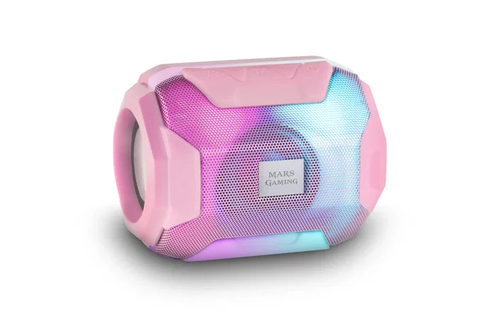 Mars Gaming Altavoz Portátil MSBAXP Bluetooth 5.0, 10W, RGB, Rosa - Con Batería, Radio FM, USB y Ranura para MicroSD