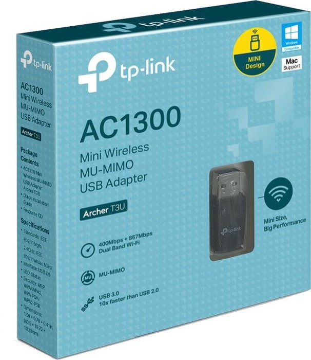 TP-Link Archer T3U Mini Adaptador USB Wi-Fi AC1300 Dual Band TP-Link Archer T3U Mini Adaptador USB Wi-Fi AC1300 Dual Band