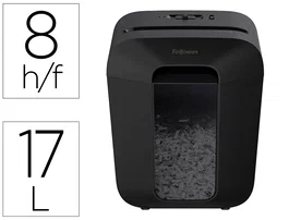 Fellowes LX-45 Destructora de documentos P4, capacidad corte 8 hojas, destruye grapas, clips y tarjetas