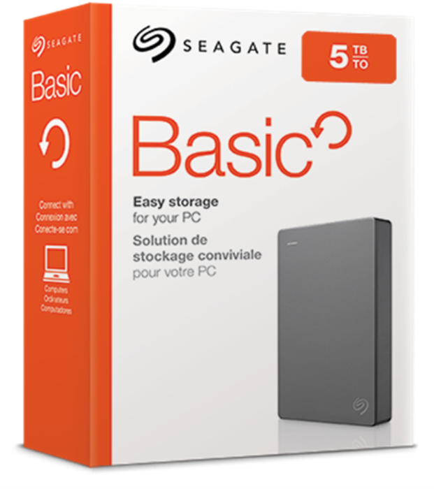 Seagate Basic Disco Duro Externo HDD 5 TB 2.5" Plata USB 3.2 Gen 1 (3.1 Gen 1), Plug and Play, para Windows y Mac