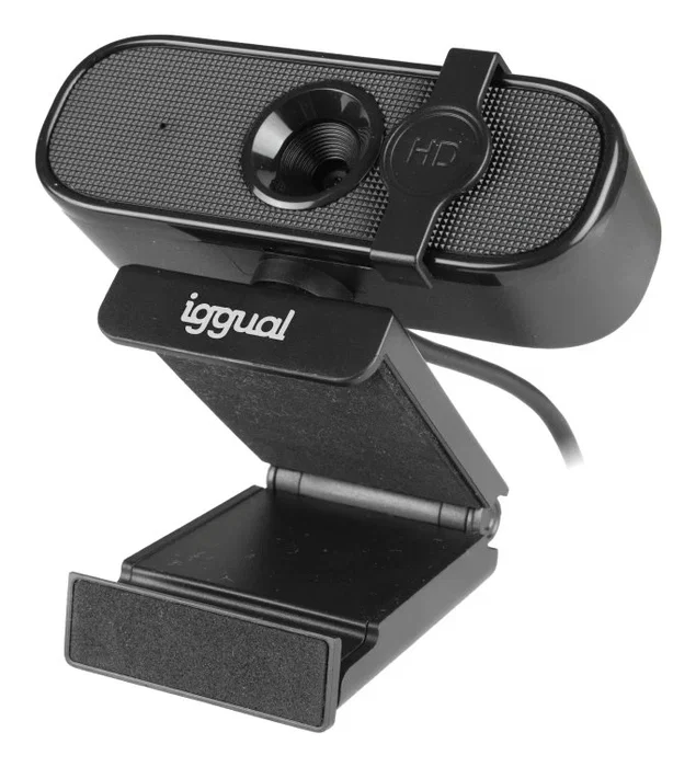 Iggual Webcam WC1080 Full HD 1080p - Cámara USB para Videollamadas con Micrófono Integrado, Plug & Play y Tapa Protectora