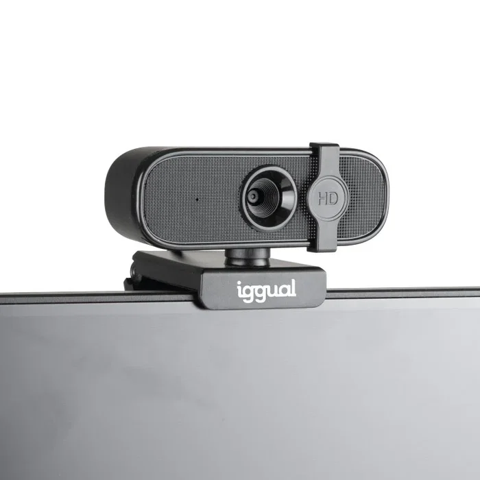 Iggual Webcam WC1080 Full HD 1080p - Cámara USB para Videollamadas con Micrófono Integrado, Plug & Play y Tapa Protectora