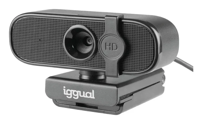 Iggual Webcam WC1080 Full HD 1080p - Cámara USB para Videollamadas con Micrófono Integrado, Plug & Play y Tapa Protectora